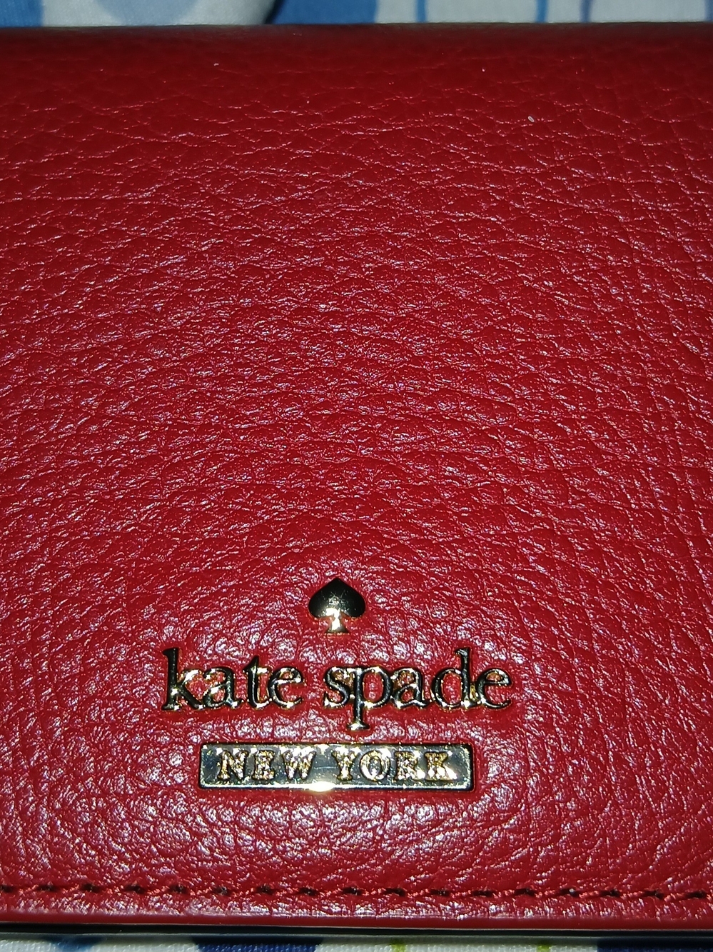 kate spade Cherry Red Leather Wallet with Gold Logo